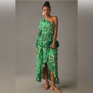 NWT Farm Rio Anthropologie Printed One-Shoulder Ruffle Dress Size XS